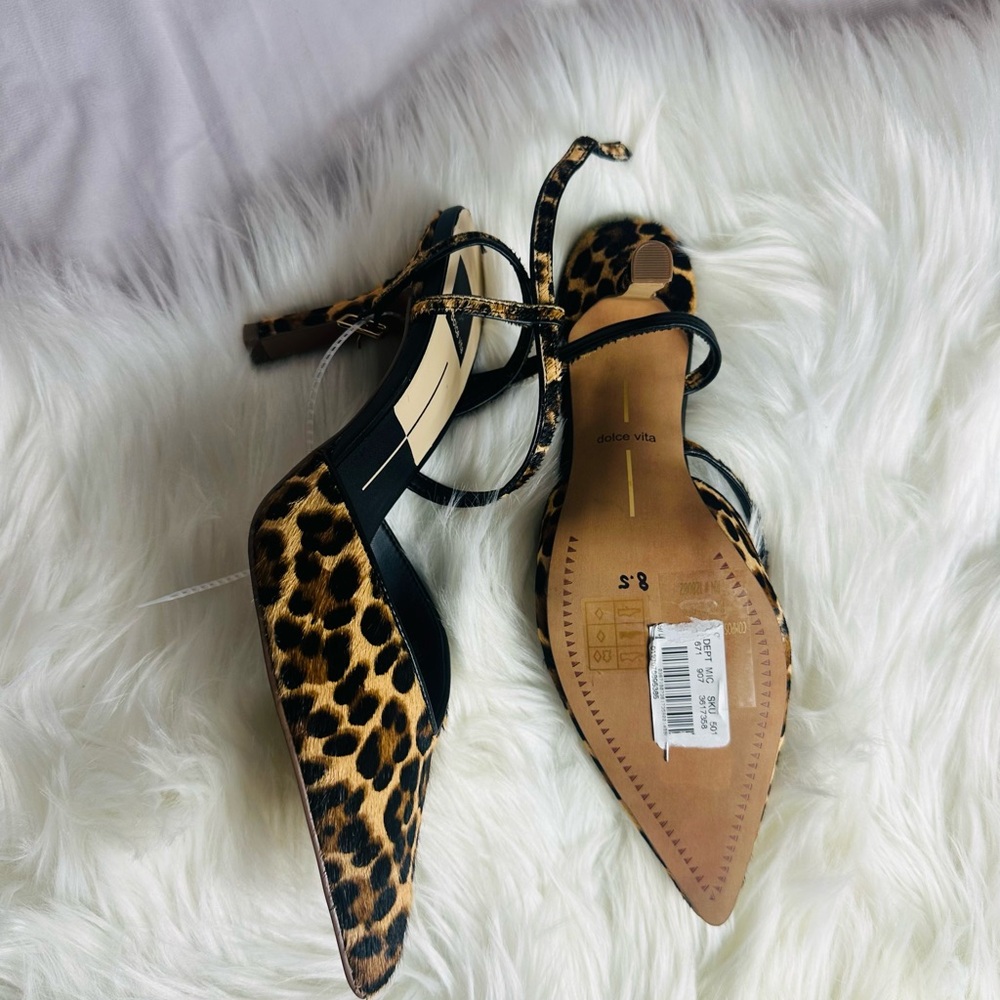 Dolce Vita Leopard-Print Pointed Slingbacks in Black & Brown - Picture 3 of 9